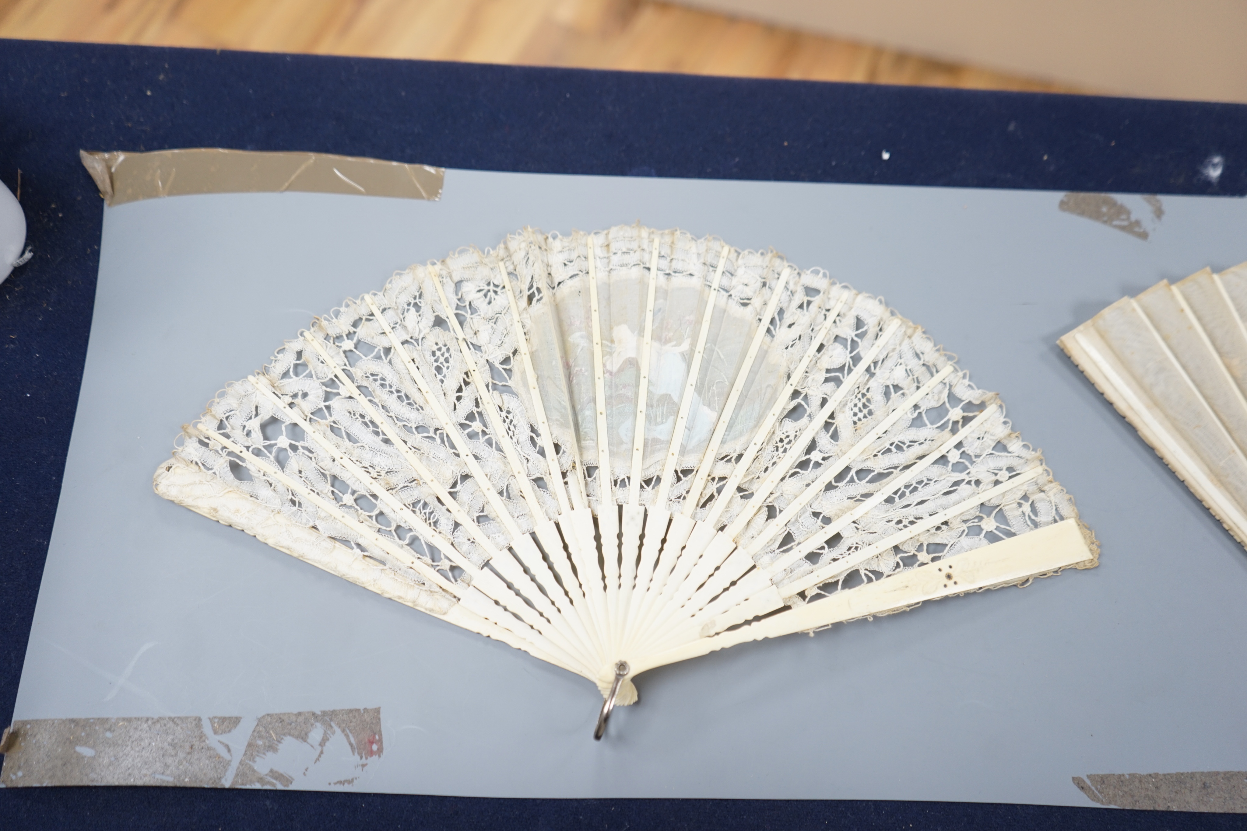 A collection of 10 fans, including some ivory and bone, 19th/early 20th century